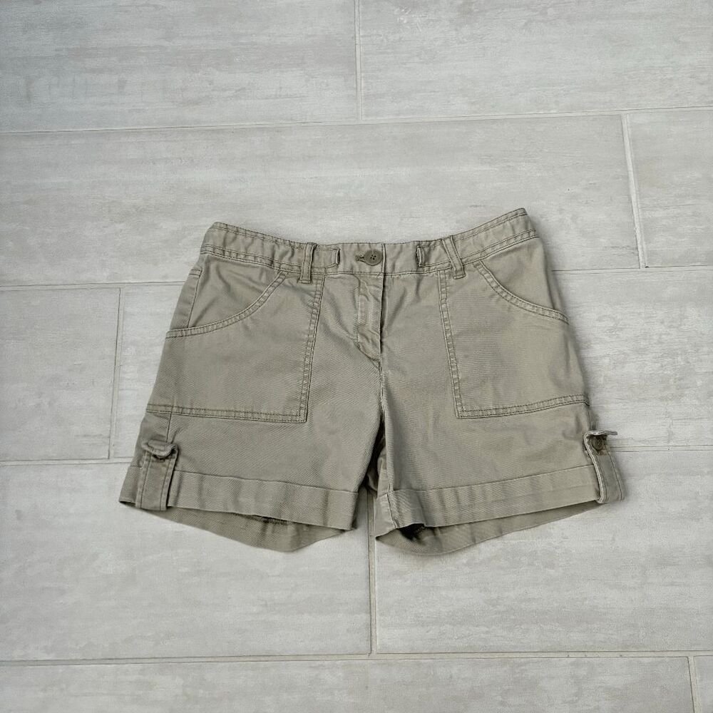Dalia Collection Modern Fit Chino Shorts Khaki Beige Cargo Mid-Rise Pockets Sz 6